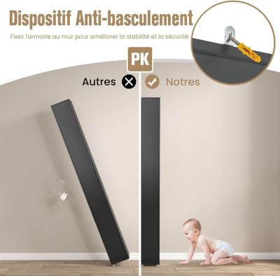 Colonne WC avec 2 Portes 1 Tiroir 5 Etageres Reglables Anti-basculement Meuble Colonne pour Petits Espaces 20x20x180cm