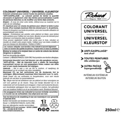 Colorant universel pour peinture noir 250ml