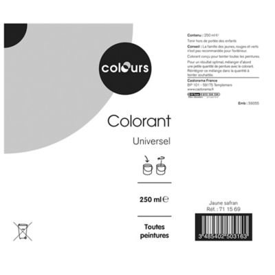 Colorant universel toutes peintures Colours jaune safran 250ml