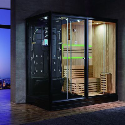 Combi Sauna Douche Hammam Boreal SH220-D Black Edition - droite