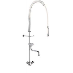 Combiné de prélavage monotrou avec mélangeur, robinet de puisage et bec télescopique orientable - DELABIE - G6632