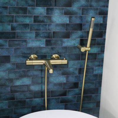 Combiné support de douche or brossé 3 pièces Essebagno Luisa