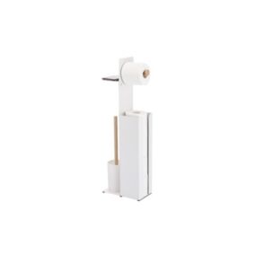 Combiné Wc  avec support smartphone Acier  Bambou YONI Blanc mat Spirella