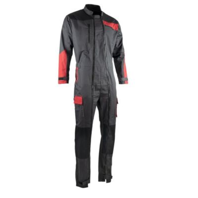 Combinaison de travail bicolore, double zip, coton/polyester