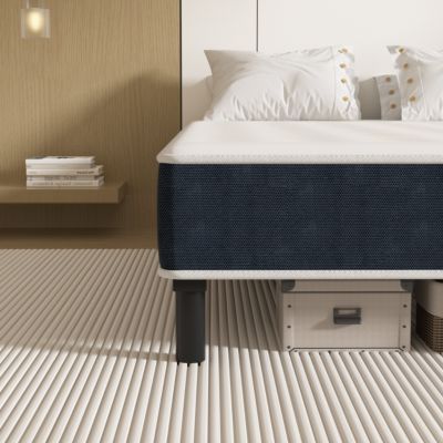 Combinaison lit matelas 140x200 cm, Matelas a mousse+ Cadre de Lit en Fer, Comprenant 9 pieds, Epaisseur du matelas 15 cm