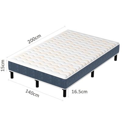 Combinaison lit matelas 140x200 cm, Matelas a mousse+ Cadre de Lit en Fer, Comprenant 9 pieds, Epaisseur du matelas 15 cm