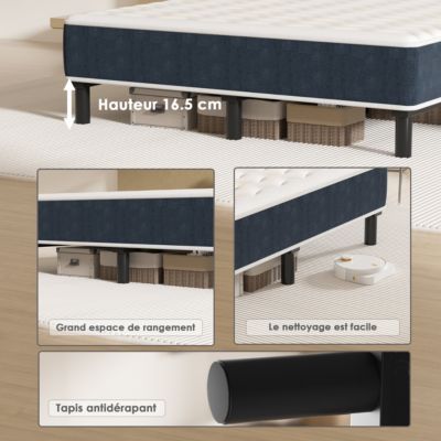 Combinaison lit matelas 140x200 cm, Matelas a mousse+ Cadre de Lit en Fer, Comprenant 9 pieds, Epaisseur du matelas 15 cm