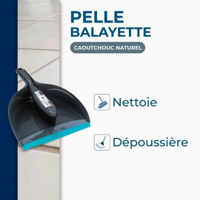 Combiné pelle-balayette caoutchouc Starwax gris et bleu l.22,5 x H.22 x P.9cm