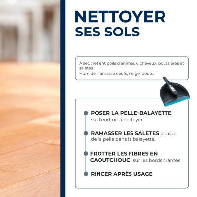 Combiné pelle-balayette caoutchouc Starwax gris et bleu l.22,5 x H.22 x P.9cm