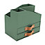 Combo de rangement multifonction en carton vert 2 tiroirs, range revues, pot à crayon