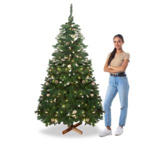 Comet - Sapin de Noël avec lumières LED et cônes diamètre 110 x 210H, 1200 branches e 60 cônes