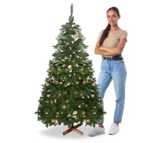 Comet - Sapin de Noël avec lumières LED et cônes diamètre 85 x150H, 380 branches et 20 cônes