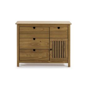 Commode 1 porte 4 tiroirs Bois - BRANU