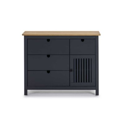 Commode 1 porte 4 tiroirs Bois/Gris - BRANU