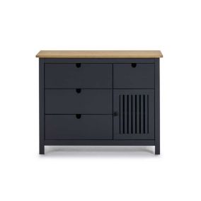 Commode 1 porte 4 tiroirs Bois/Gris - BRANU