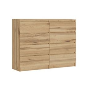 Commode 120 Cm Avec 8 Tiroirs, Chêne Wotan, 120 X 101 X 39 Cm