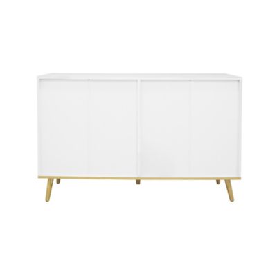 Commode 120 cm blanche en panneaux de particules avec 6 tiroirs