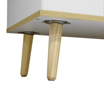 Commode 120 cm blanche en panneaux de particules avec 6 tiroirs