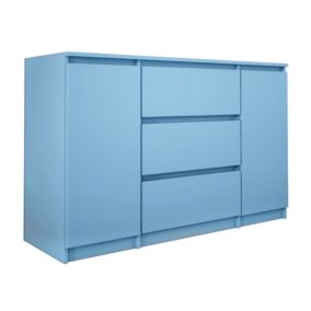 Commode 2 portes 3 tiroirs, 120 x 78 x 39 cm, couleur: bleu