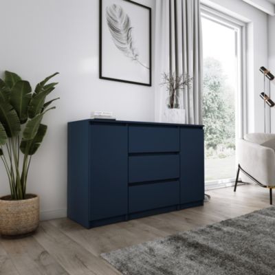 Commode 2 portes 3 tiroirs, 120 x 78 x 39 cm, couleur: marine