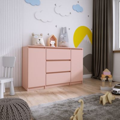 Commode 2 portes 3 tiroirs, 120 x 78 x 39 cm, couleur: rose