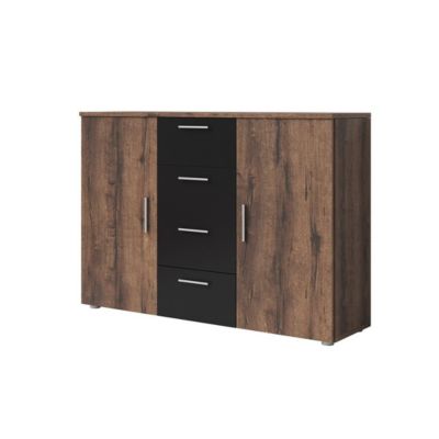 Commode 2 Portes Paris Prix Shanil - Bois Noir, 162 Cm, Avec 1 Tiroir