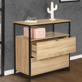Commode 2 tiroirs DETROIT 80 cm design industriel avec étagère