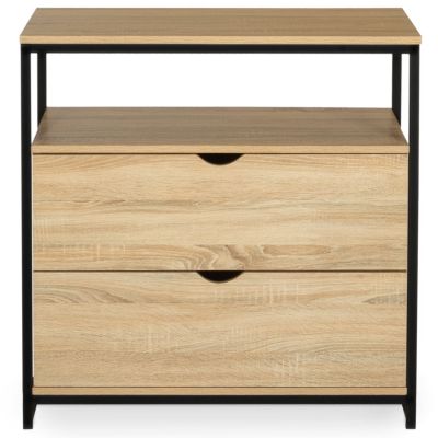 Commode 2 tiroirs DETROIT 80 cm design industriel avec étagère