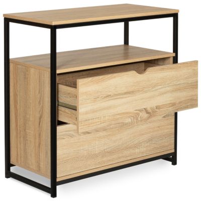 Commode 2 tiroirs DETROIT 80 cm design industriel avec étagère