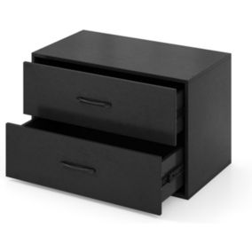 Commode à 2 Tiroirs Empliable Commode de Rangement en Bois avec Dispositifs Anti basculement Armoire de Rangement Noir