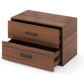 Commode à 2 Tiroirs Empliable Commode de Rangement en Bois avec Dispositifs Anti basculement Armoire de Rangement Noyer
