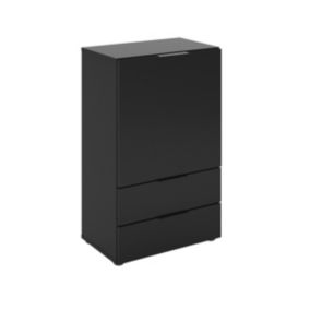 Commode 2 Tiroirs et 1 Porte avec Étagère L49.7cm - Dark