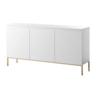 Commode 3 portes 150 cm blanc pieds dorés Bemmi