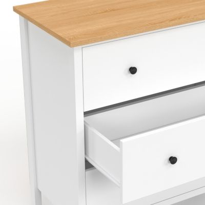 Commode 3 tiroirs ACHILLE 80 cm bois blanc plateau bois