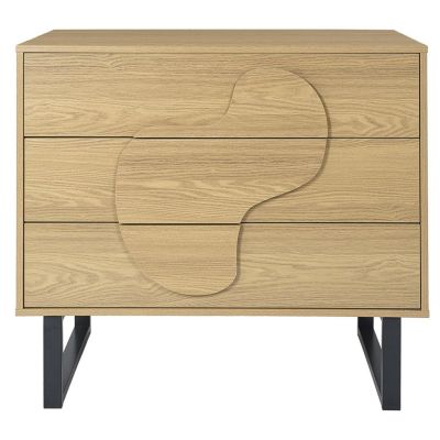 Commode 3 tiroirs Beige, L. 90 x l. 49 x H. 79 cm, CALYPSO