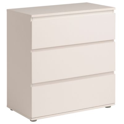 Commode 3 tiroirs blanche sans poignées l.76,7 x H.76,7 x P.39,9 cm, Parisot Neo