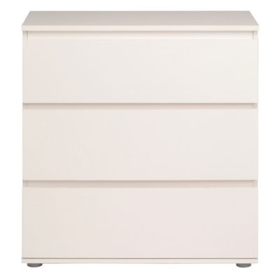 Commode 3 tiroirs blanche sans poignées l.76,7 x H.76,7 x P.39,9 cm, Parisot Neo