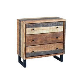 Commode 3 tiroirs Bois massif blanchi - ANZIA