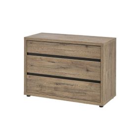 Commode 3 tiroirs Chêne Moyen- NIKITO