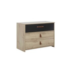 Commode 3 tiroirs Chêne/Noir - ESTHER