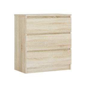 Commode 3 Tiroirs, Chêne Sonoma, 70 X 39 X 79 Cm
