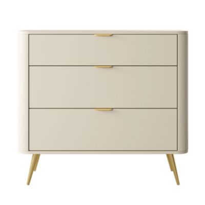 Commode 3 tiroirs couleur beige largeur 90 cm OVAL