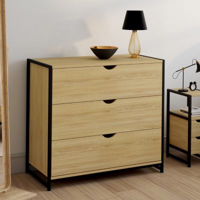 Commode 3 tiroirs DETROIT 80 cm design industriel