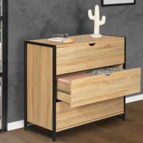 Commode 3 tiroirs DETROIT 80 cm design industriel