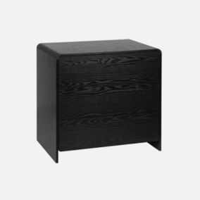 Commode 3 tiroirs effet bois arrondi. noir