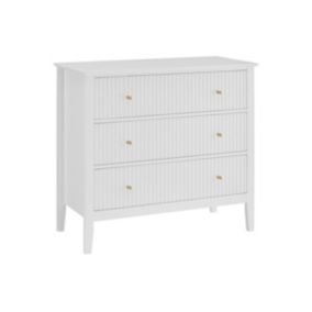 Commode 3 tiroirs en MDF - Blanc - NARIVA
