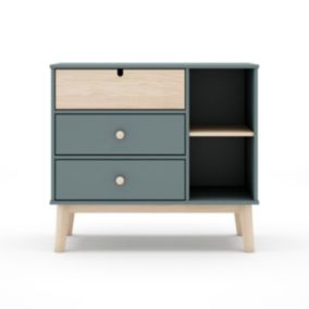 Commode 3 Tiroirs et 2 Niches L90 cm - Estefania