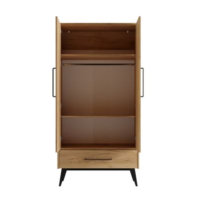 Commode 3 tiroirs et armoire 2 portes Pinio Retro Bois | Castorama