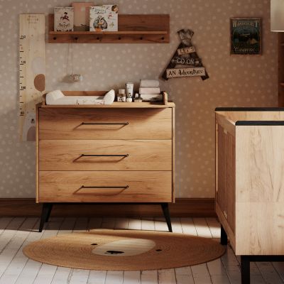 Commode 3 tiroirs et armoire 2 portes Pinio Retro Bois | Castorama