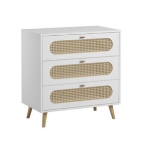 Commode 3 Tiroirs Façade avec Cannage en Rotin L85cm - Canne
